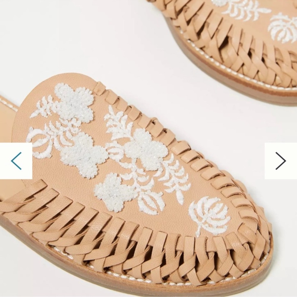 Anthropologie Embroidered Woven Slip On Mule Sandal with Glass Beads, Size 9.5 - Picture 3 of 7